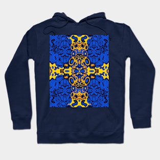 Miniature Aussie Tangle 13 Pattern in Blue and Gold Hoodie